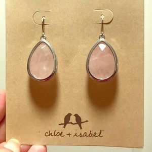 Chloe&Isabel Rose Quartz Teardrop Earrings NWT!